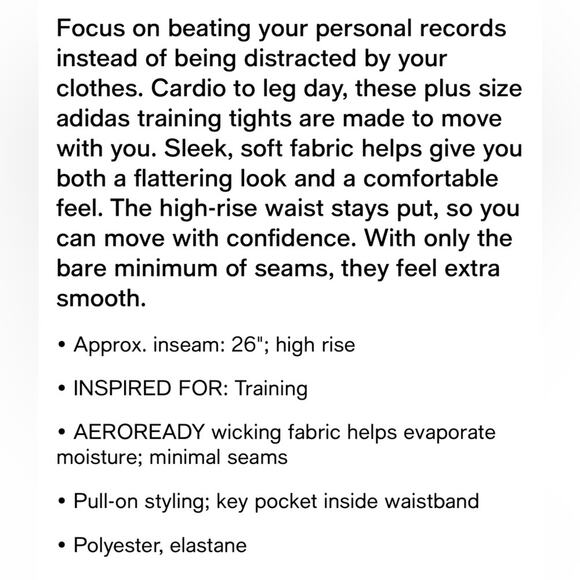 NEW Adidas Leggings Plus Size 7/8 Length Black Running Workout Womens Size 1X - Picture 9 of 9